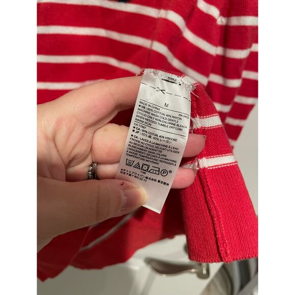 Banana Republic red striped hello goodbye sweater medium - Picture 5 of 5